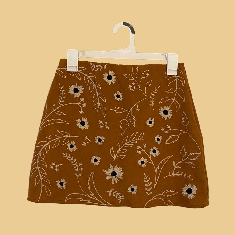 Miami Velvet Mini Pencil Skirt with Embroidery